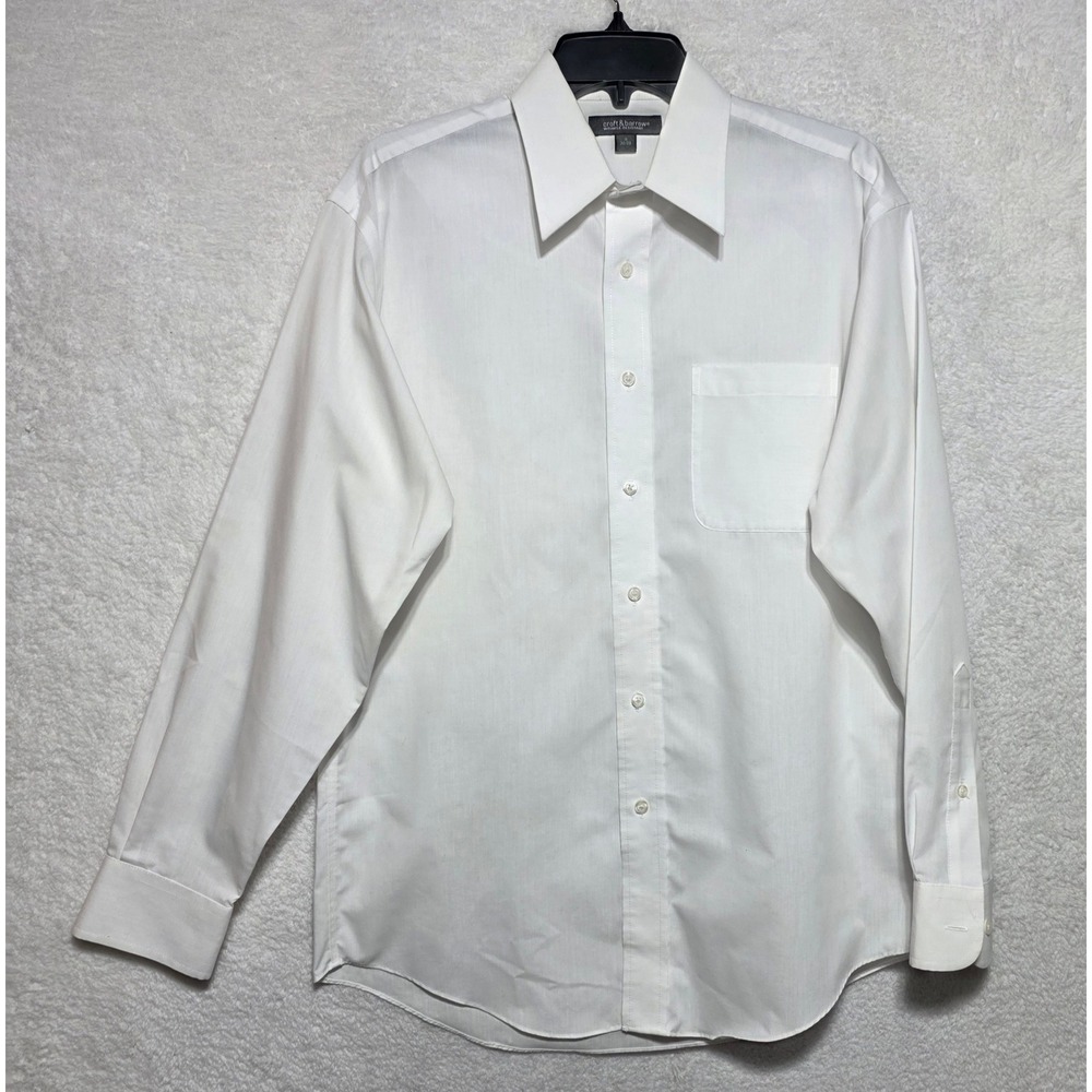 Croft & Barrow Men's White Broadcloth Dress Shirt 15 32/33 Wrinkle Resistant